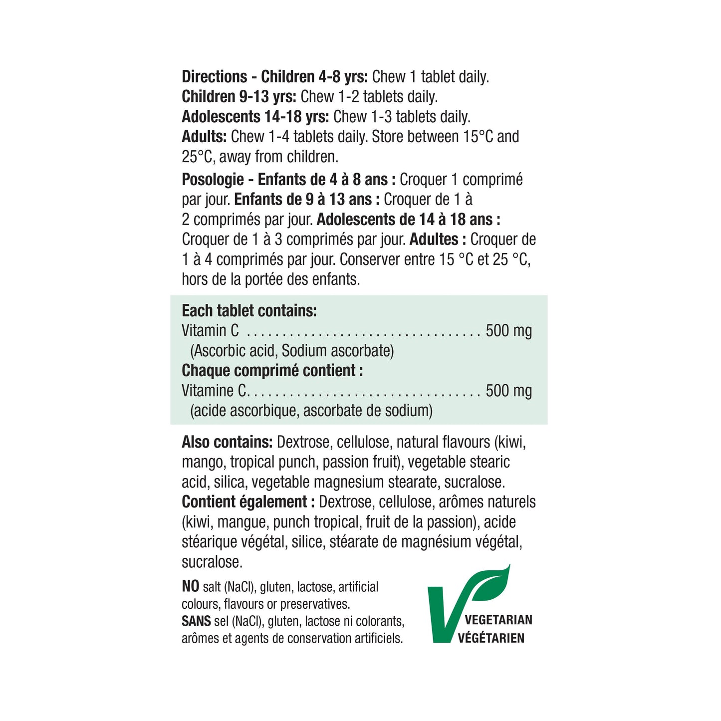 2457 Vitamin Chewable 500mg Label