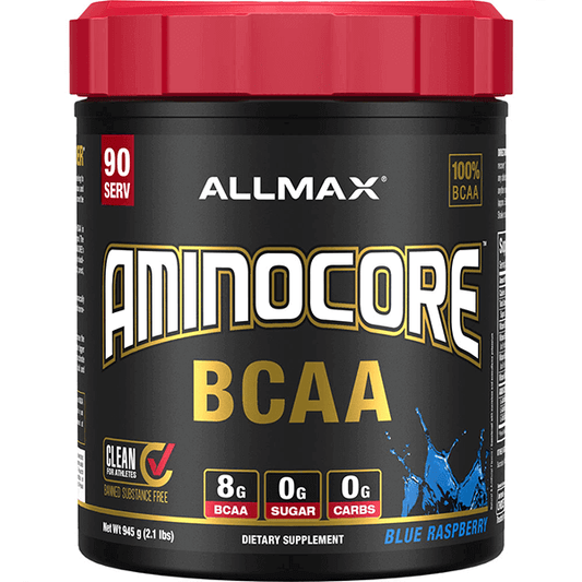 Allmax aminocore bcaa 90 servings 945g blue raspberry flavour